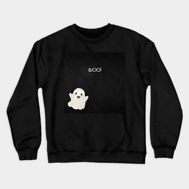 Black Minimalist Halloween Ghost Halloween Crewneck Sweatshirt by EdSan Designs